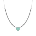 EMOSFERE necklace in steel and enamel HEART GREEN WATER