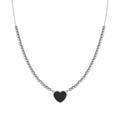 EMOSFERE necklace in steel and enamel Black heart