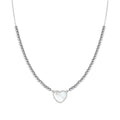 EMOSFERE necklace in steel and mother of pearl White heart