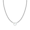 EMOSFERE necklace in steel (RICH) and mother of pearl White heart