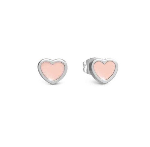 EMOSFERE earrings in steel and enamel Pink heart