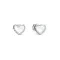 EMOSFERE earrings in steel and mother of pearl White heart