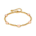 EMOSFERE bracelet in steel 5 symbols with fin. YELLOW GOLD and enamel Pink heart