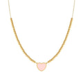 EMOSFERE necklace in steel with YELLOW GOLD fin. and enamel Pink heart