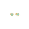 EMOSFERE earrings in steel with YELLOW GOLD and enamel HEART GREEN WATER