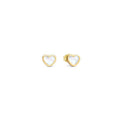 EMOSFERE earrings in steel with YELLOW GOLD and mother of pearl White heart