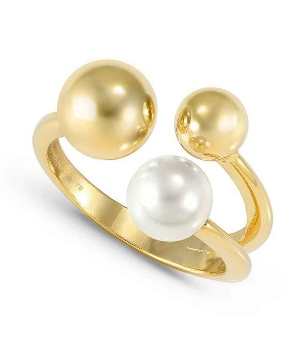 FASHION ERA ring in 925 silver and white pearl Yellow Gold Size 11