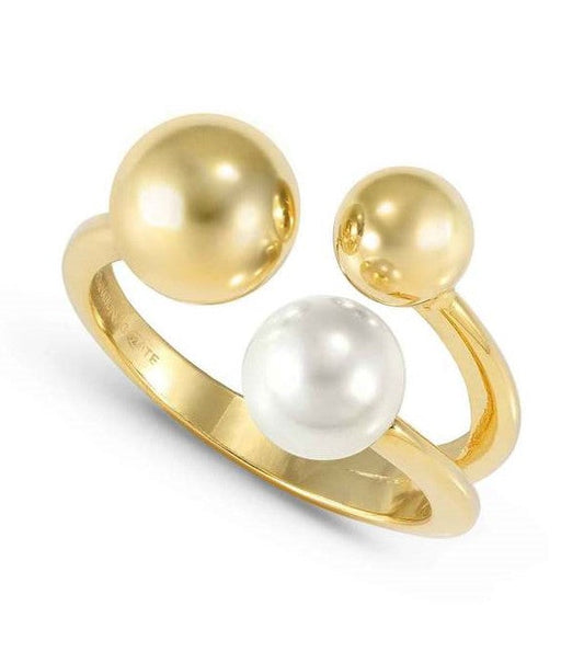 FASHION ERA ring in 925 silver and white pearl Yellow Gold Size 11