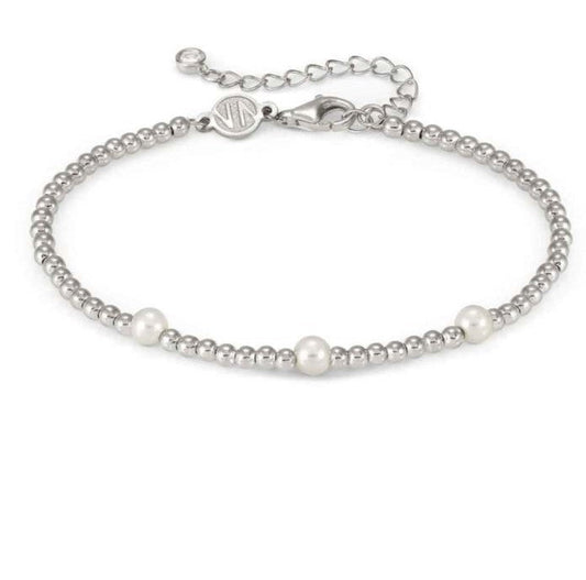 FASHION ERA bracelet in 925 silver, white pearl and cz Silver