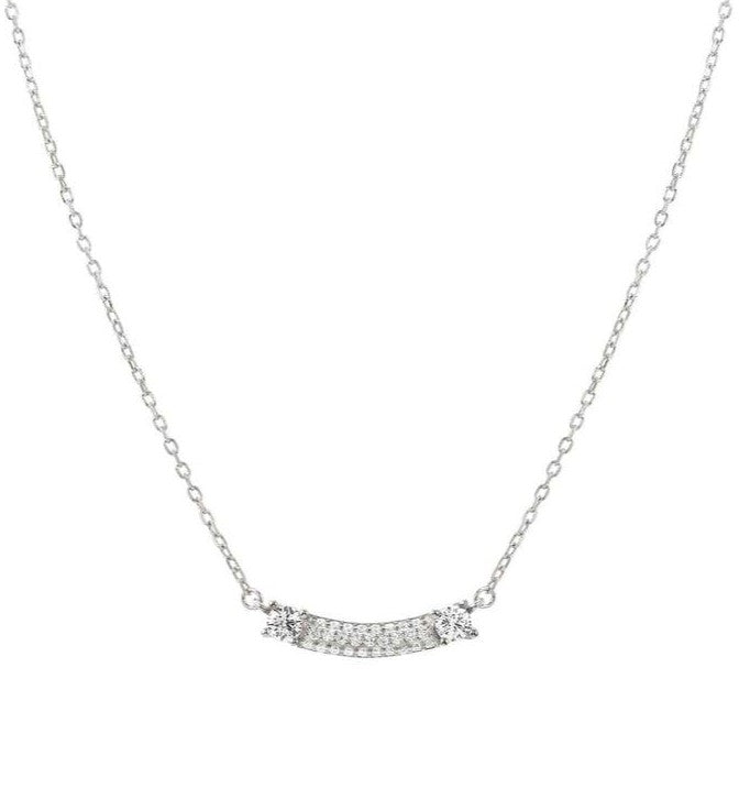 FASHION ERA necklace in 925 silver and 1 cubic zirconia pavé Silver