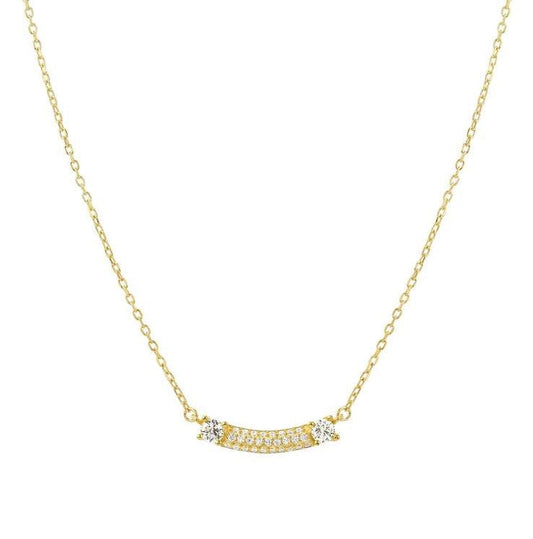 FASHION ERA necklace in 925 silver and 1 cubic zirconia pavé Yellow Gold