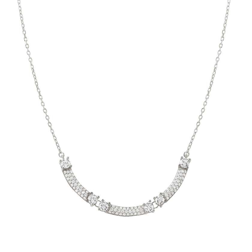 FASHION ERA necklace in 925 silver and 3 cubic zirconia pavé Silver
