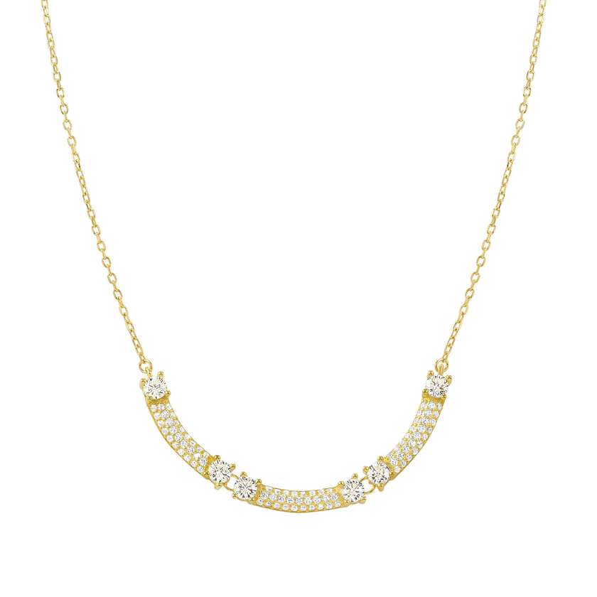 FASHION ERA necklace in 925 silver and 3 cubic zirconia pavé Yellow Gold