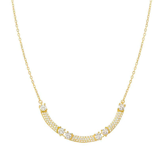 FASHION ERA necklace in 925 silver and 3 cubic zirconia pavé Yellow Gold