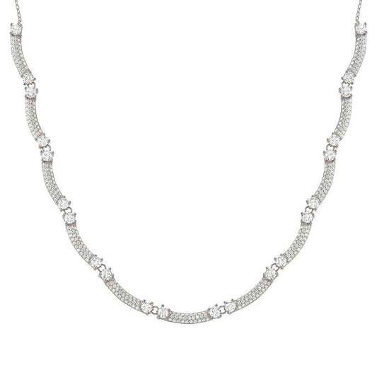 FASHION ERA necklace in 925 silver and 11 cubic zirconia pavé Silver