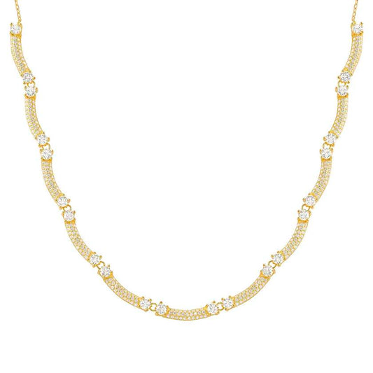 FASHION ERA necklace in 925 silver and 11 cubic zirconia pavé Yellow Gold