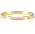 PRETTY BANGLES New Edition bracelet in steel and 6 oval cz (MEDIUM SIZE) PINK fin. Yellow gold