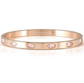 PRETTY BANGLES New Edition bracelet in steel and 6 oval cz (LARGE SIZE) PINK Rose Gold finish