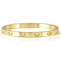 PRETTY BANGLES New Edition bracelet in steel and 6 oval cz (MEDIUM SIZE) GREEN Yellow Gold finish