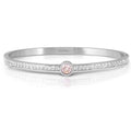 PRETTY BANGLES New Edition bracelet in steel, CENTRAL cz and PAVE' (LARGE SIZE) PINK