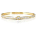 PRETTY BANGLES New Edition bracelet in steel, CENTRAL cz and PAVE' (MEDIUM SIZE) WHITE fin. Yellow gold