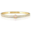 PRETTY BANGLES New Edition bracelet in steel, CENTRAL cz and PAVE' (MEDIUM SIZE) PINK fin. Yellow gold