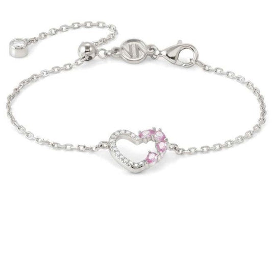 SHINE ME UP bracelet in 925 silver and cubic zirconia White/Pink Heart