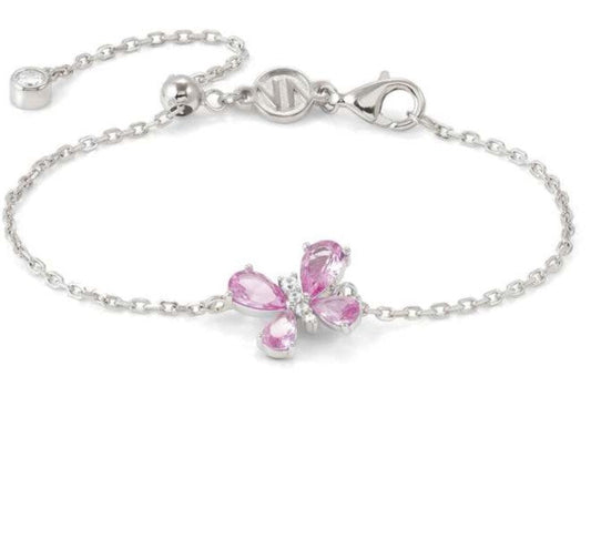 SHINE ME UP bracelet in 925 silver and cubic zirconia White/Pink Butterfly