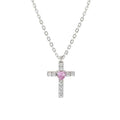 SHINE ME UP necklace in 925 silver and cubic zirconia White/Pink Cross