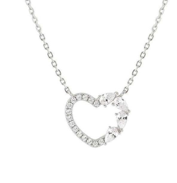 SHINE ME UP necklace in 925 silver and cubic zirconia White Heart