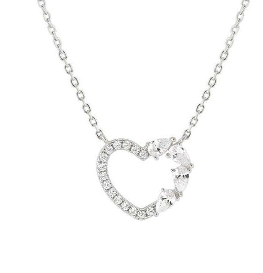 SHINE ME UP necklace in 925 silver and cubic zirconia White Heart