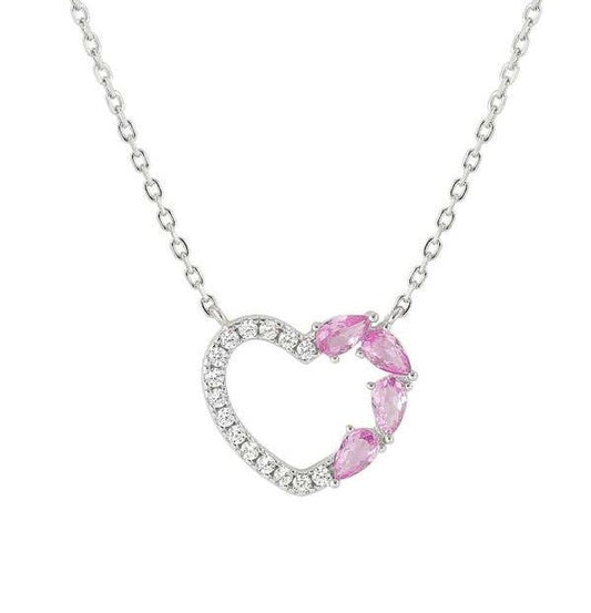 SHINE ME UP necklace in 925 silver and cubic zirconia White/Pink Heart