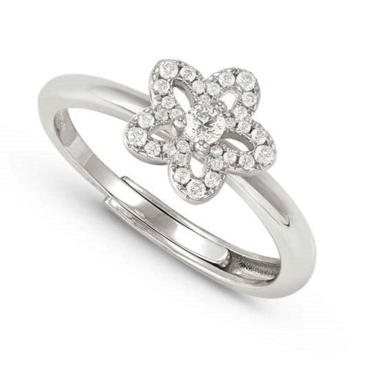 SWEETMADAME ring in 925 silver and cubic zirconia pavè Flower