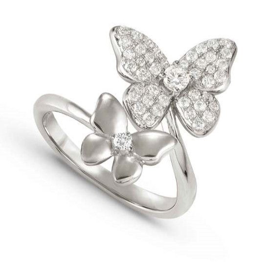 SWEETMADAME ring in 925 silver and cubic zirconia 2 symbols Butterfly Size 11