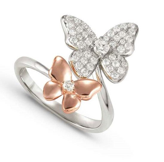 SWEETMADAME ring in 925 silver and cubic zirconia 2 symbols Rose Gold Butterfly Size 15