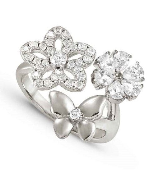 SWEETMADAME ring in 925 silver and cubic zirconia 3 symbols Mixed Size 15