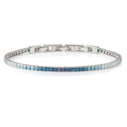 DAYTONIGHT bracelet in 925 silver (2.7 mm) and cubic zirconia (E) LIGHT BLUE