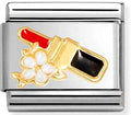 030272/96 Classic  steel, enamel & 18k gold Lipstick RED with flower