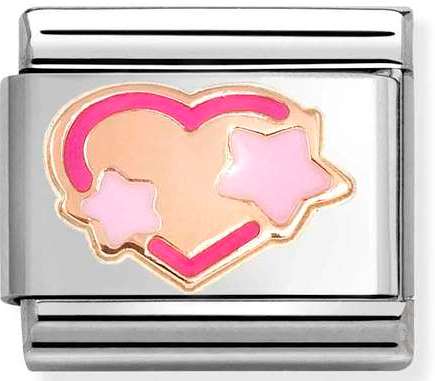 430202/41 Classic steel, enamel & 9k rose gold Pink fuchsia star heart