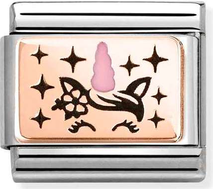 430204/03 Classic  steel, enamel,9k gold Unicorn Horn
