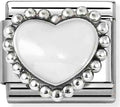 330204/36 Classic ,steel, enamel ,925 sterling silver White raised heart