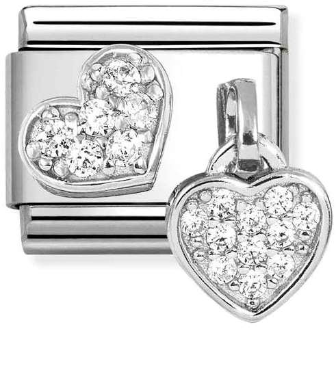 331817/15 Classic CHARMS steel, 925 silver, cz pavè Heart