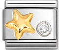 630301/01 Classic  steel, 750 gold, 925 silver & CZ Raised Star cz WHITE