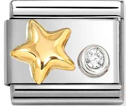 630301/01 Classic  steel, 750 gold, 925 silver & CZ Raised Star cz WHITE