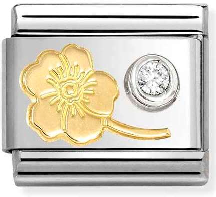 630301/04 Classic  steel, 750 gold, 925 silver, CZ Myosotis cz WHITE