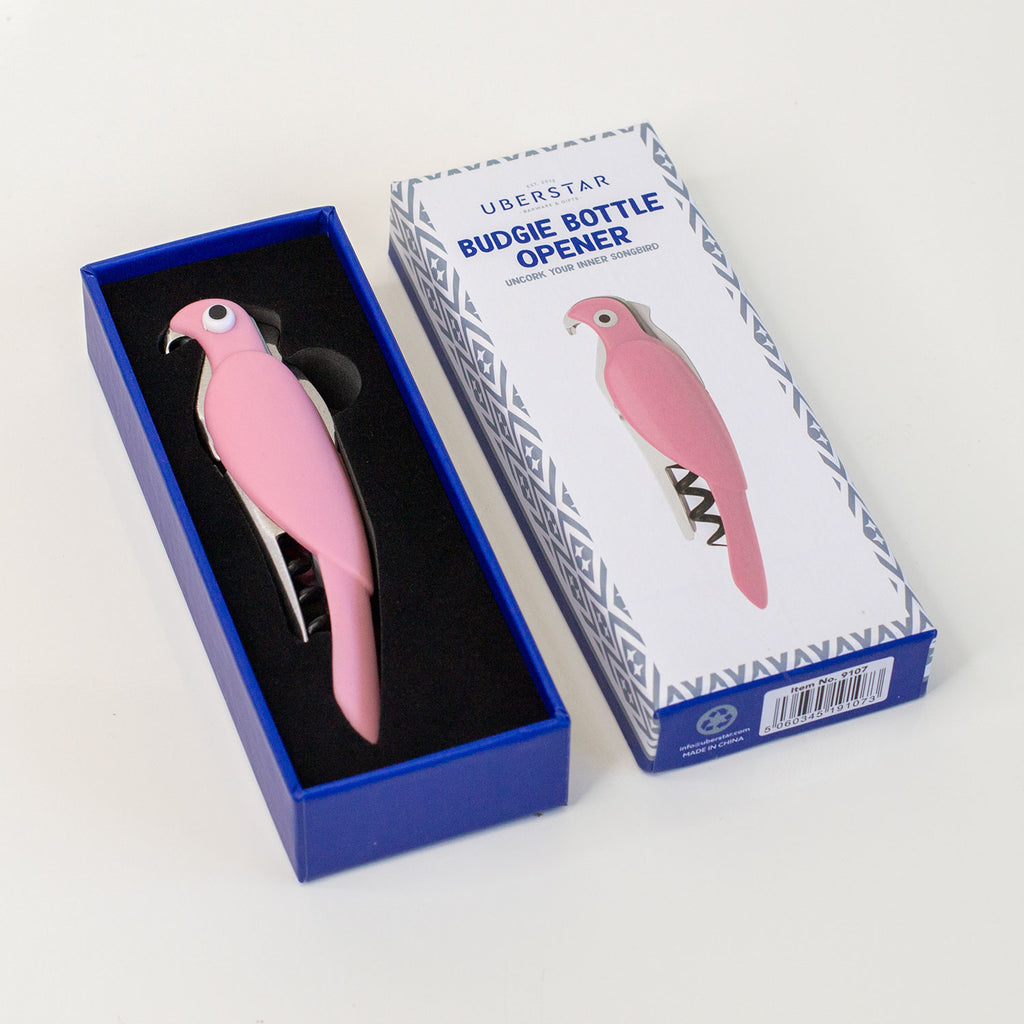 Budgie Bottle Opener Pink
