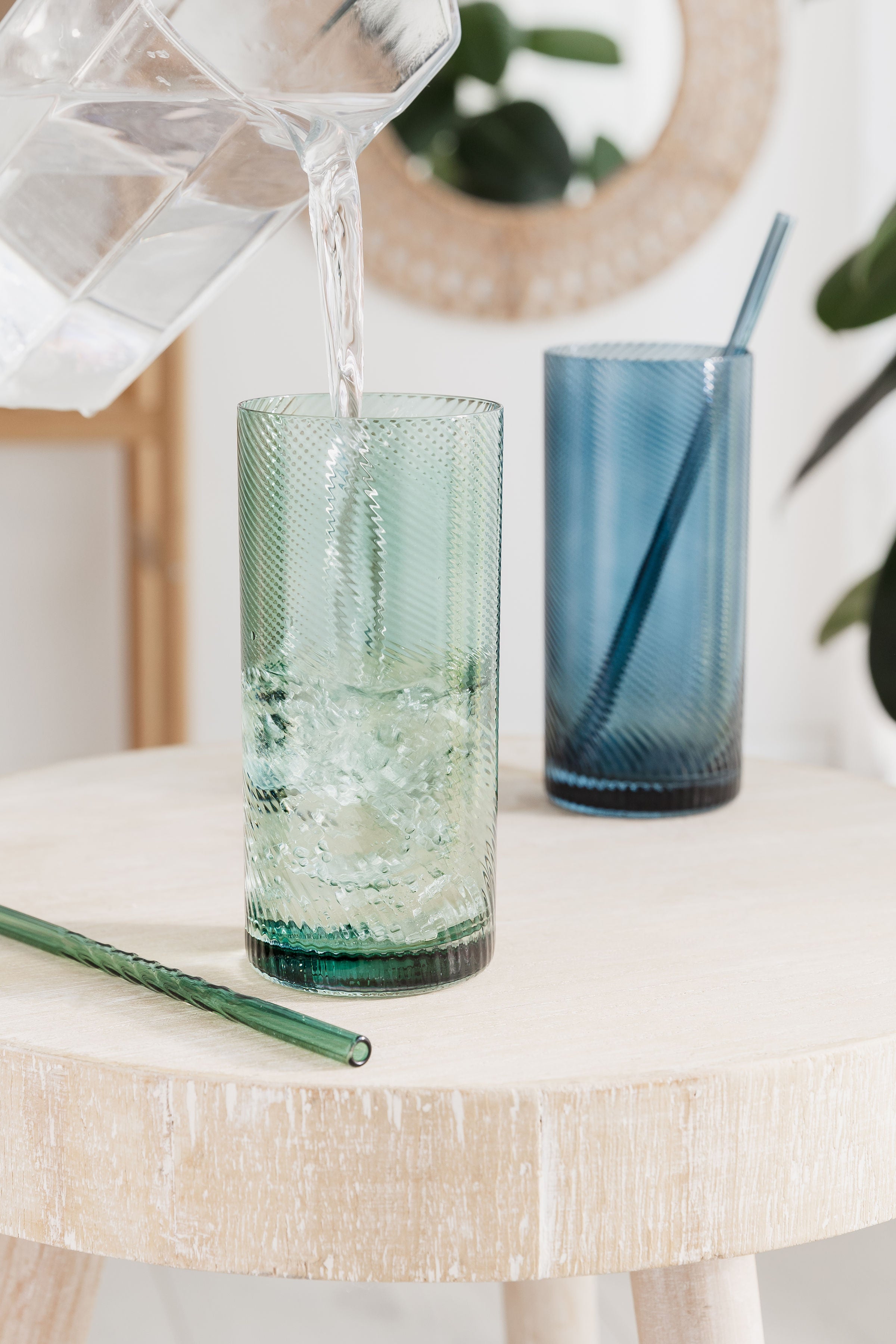 Twist Highball Glasses Set of 2 Blue / Green