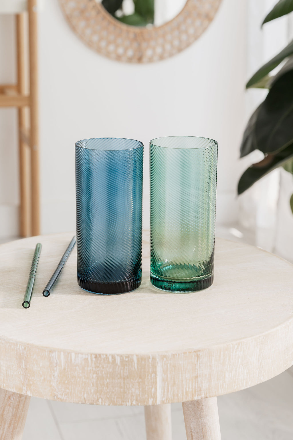 Twist Highball Glasses Set of 2 Blue / Green