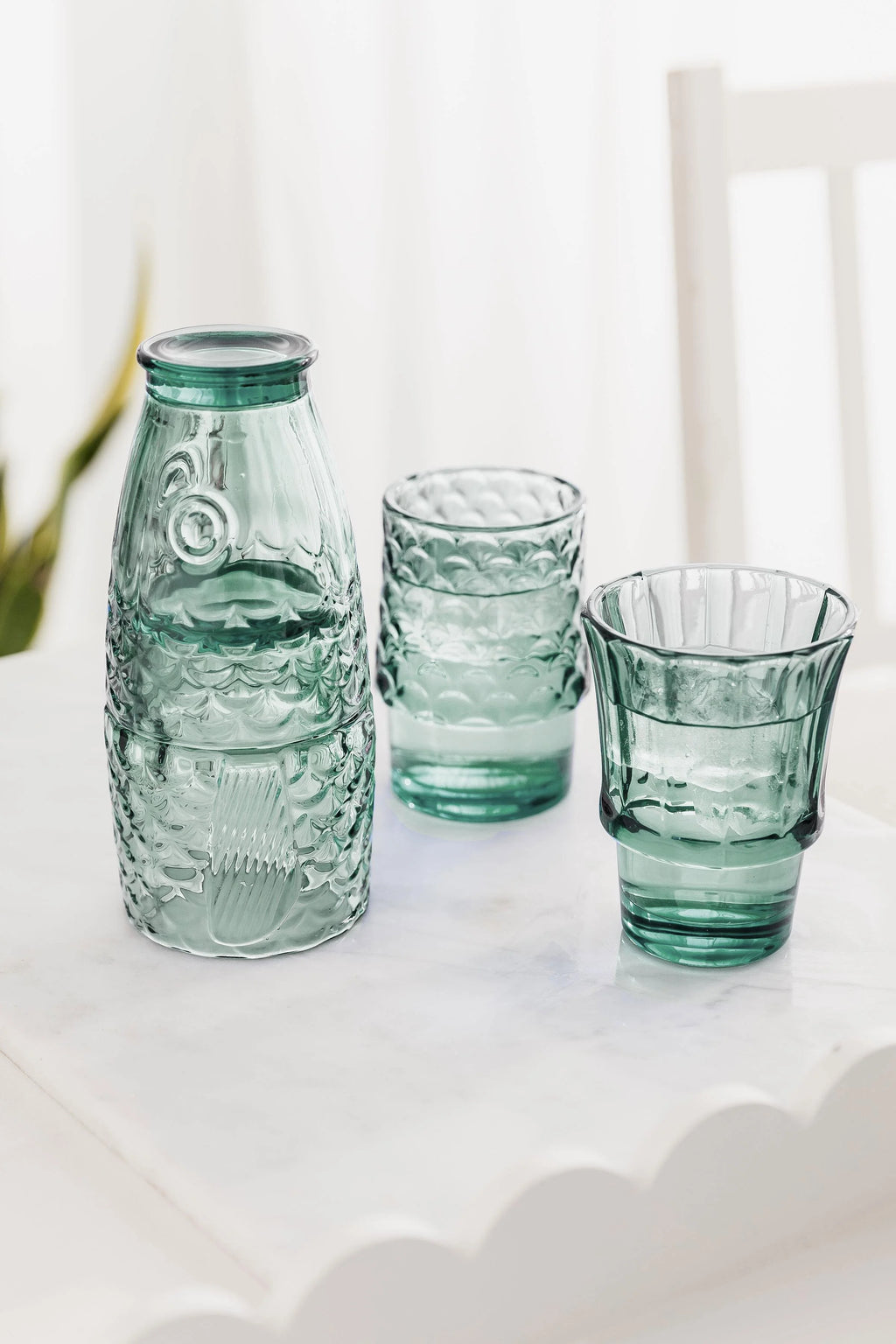 Stacking Fish Glasses Green