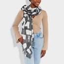 Katie Loxton Abstract Block Scarf Light Navy Silver